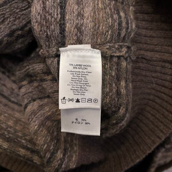 Eddie Bauer Lambswool Fair Isle Cardigan Brown Nordic Cozy Button Front Size M - Picture 6 of 7